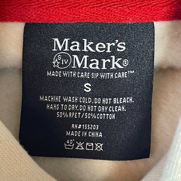 Maker’s Mark Cream Hoodie with Red Stitching – Size Small - Picture 3 of 3